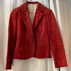 Karen Silton Vintage Suede Leather Burnt Orange Rust Western Blazer Jacket 6